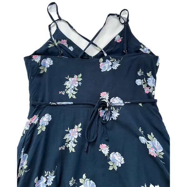 Abercrombie & Fitch Floral Mini Sundress - Navy Strappy Tie Waist - Image 4