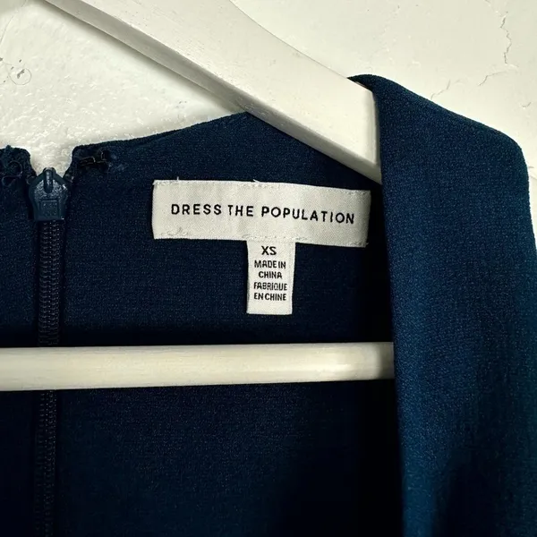 DRESS THE POPULATION Catalina Fit & Flare Cocktail Dress in Peacock Blue X-Small - Image 5
