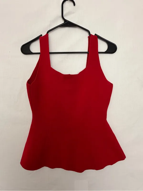 Milk & Honey Womens Red Knit Peplum Tank Top Gold Button Front Size S(A901) - Image 7