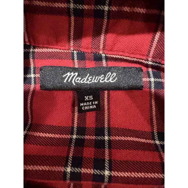 Madewell Classic Patchwork Plaid Ex-Boyfriend Shirt Red Cotton Size XS - Image 5