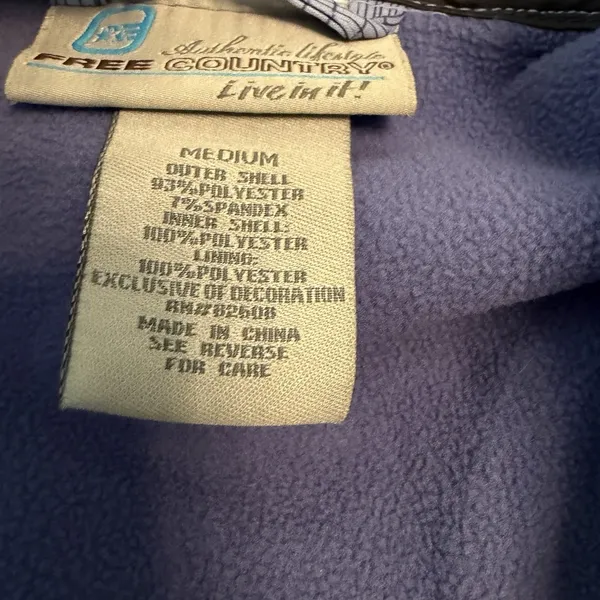 Free Country Hooded Softshell Jacket Full Zip Blue Pattern‎ Blue Medium Outdoors - Image 8