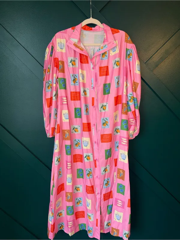 Women's Linen Blend Pink Printed Maxi Dress with Belt Resort Wear Aesthetic - Image 3