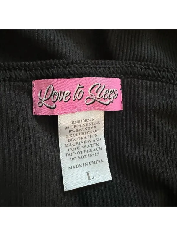 Love to Sleep Black Lace Trim Nightgown Large Soft Stretch Chemise Slip - Image 3