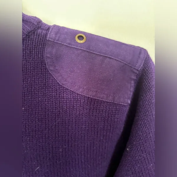 Lauren Ralph Lauren Cotton Sweater Purple Full Zip Turtleneck Large - Image 9
