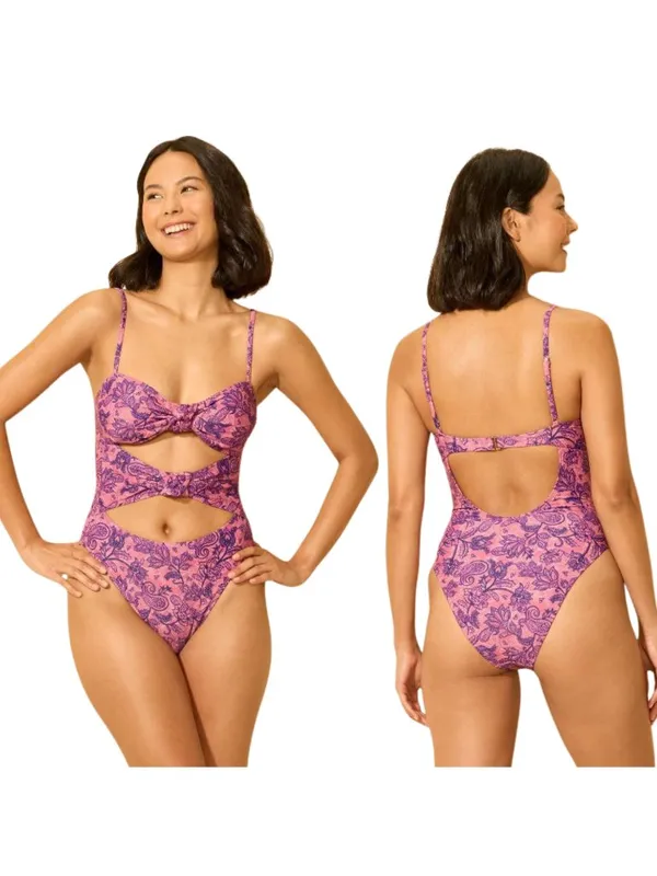 Floral Cutout One Piece Swimsuit - Image 2