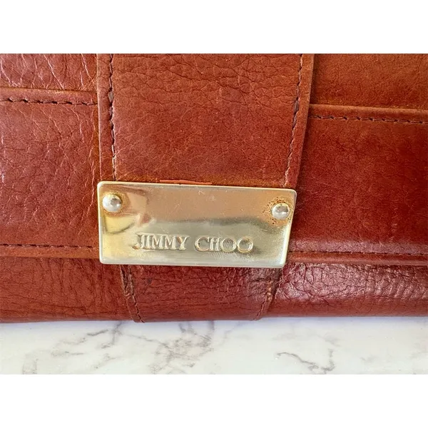 Jimmy Choo Unisex Brown Leather Wallet‎ with Logo Accent - Image 2