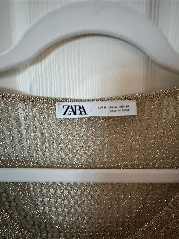 ZARA RARE Metallic Gold Open-Knit Tank Top size medium - Image 2