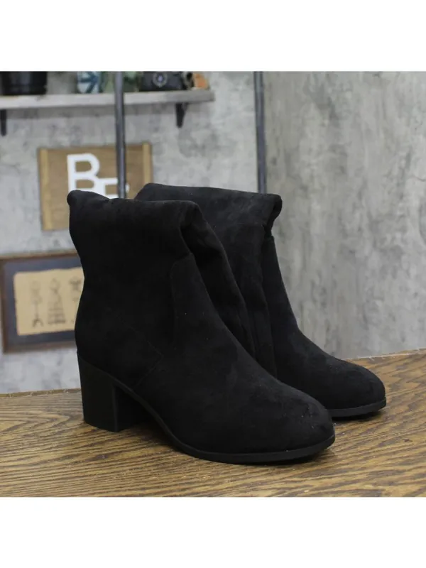 NWT Journee Collection Block Heel Knee High Boots with Side Zip Black Suede 7M - Image 4