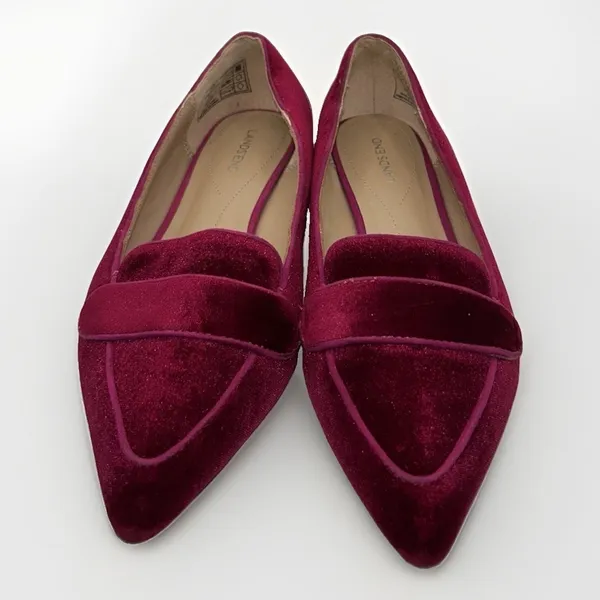 Lands End Womens Velvet Pointed Toe Loafer Flats Burgundy Red Size 7 Parisian - Image 3