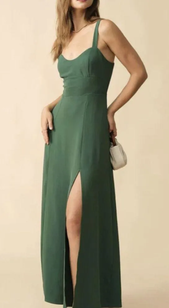 RIHOAS The Solid Color Side Slit Maxi Dress 3 Green Size M - Image 3
