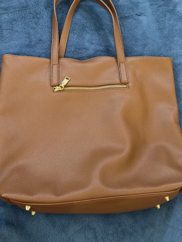 Tassel Detail Leather Tote in Cognac Brown - Image 2