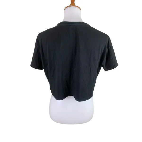 Lunalae‎ Black Cropped Graphic Dance Fitness T Shirt Short Sleeve 4 - Image 4
