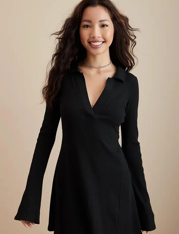 American Eagle Collared Knit Mini Dress - Image 2