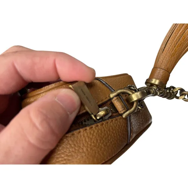 Michael Kors wms woven brown leather gold ware crossbody shoulder bag SKU 9907 - Image 4