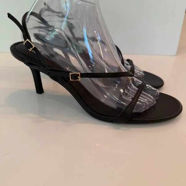 Zara Slingback Strappy Heels Sz 40 / 9 Black Shoes Stilettos - Image 2