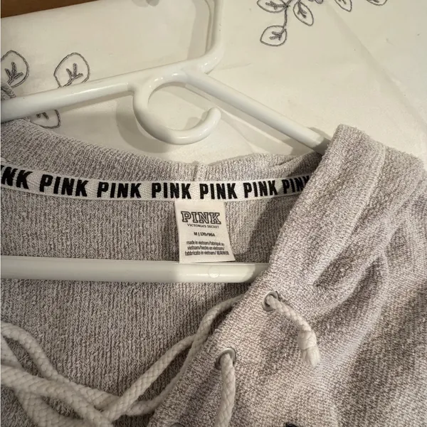 PINK Victoria's Secret Gray Lace-Up Hoodie - Image 5
