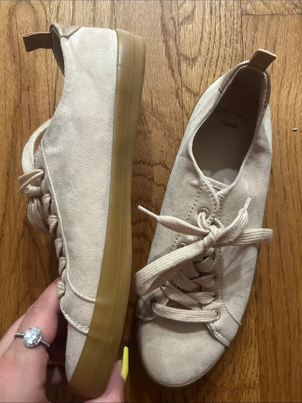 GAP Women's Faux Suede Light Blush Dusty Rose Pink Low-Top Lace-Up Sneakers sz 7 - Image 4