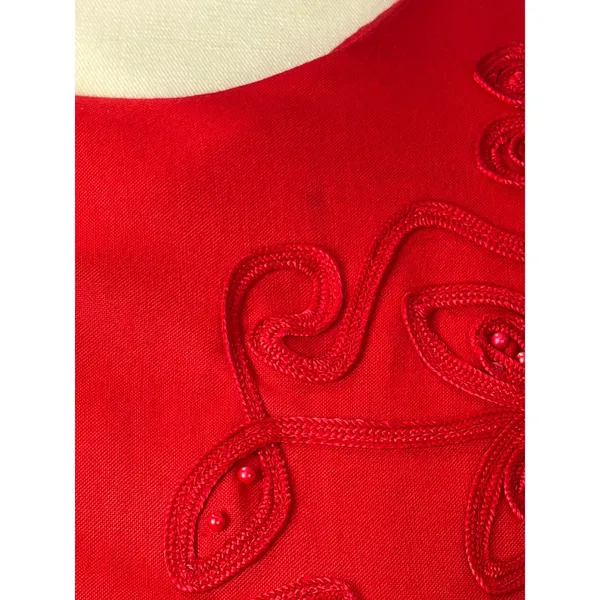 Vintage Karin Stevens Red‎ Beaded Overlay Maxi Dress 80s 90s - Image 8