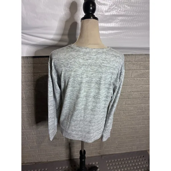 Natori Womens Gray Space Dye Long Sleeve Crewneck Loungewear Top‎ Small - Image 2