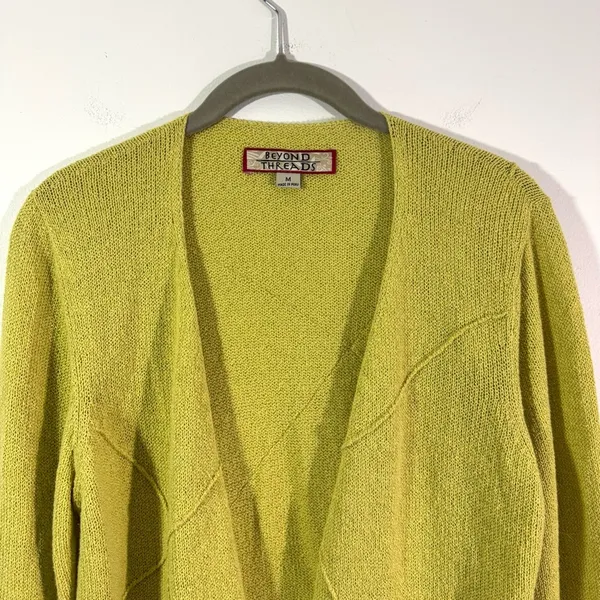 Beyond Threads Green Knit Open Front Sweater Size M - Image 2