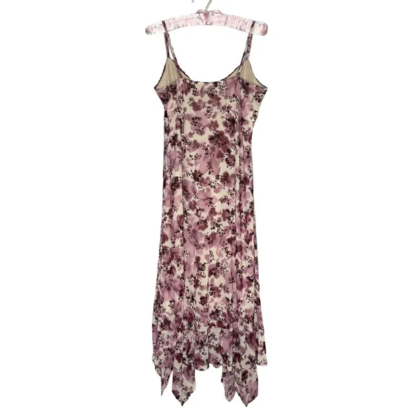 Planet Heart‎ Velvet Floral Babydoll Slip Dress XL Asymmetrical Hem Romantic Y2K - Image 9