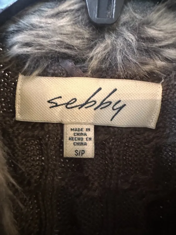 Sebby - Brown Faux Fur Vest with Knit Back - Image 2