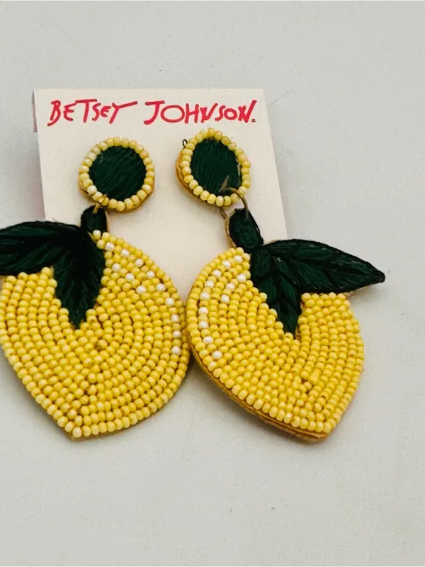 Betsey Johnson Lemon Beaded Drop Earrings - Image 3