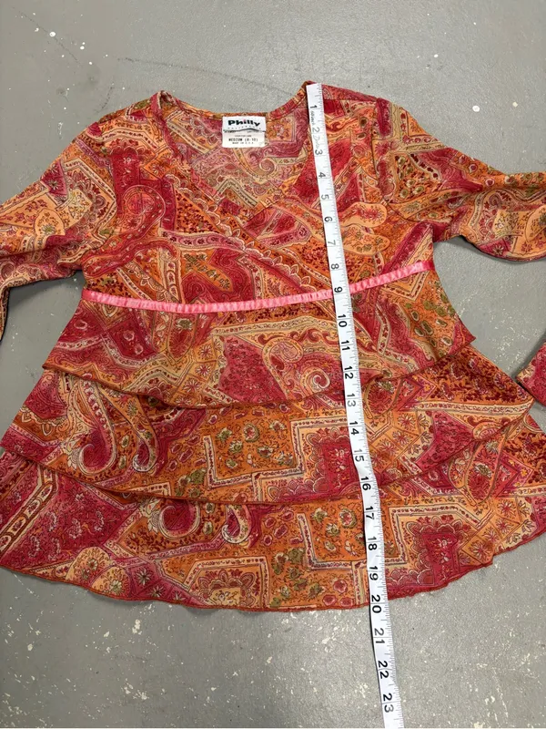 Philly California 90s Y2K Vintage Fairy Core Tiered Red Orange Womens Medium - Image 7