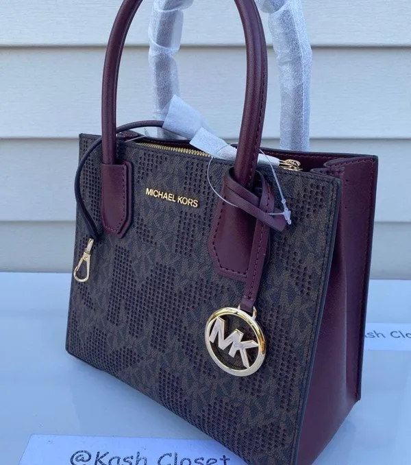 Michael Kors Merlot Mercer Messenger Bag Medium Satchel Purse - Image 2