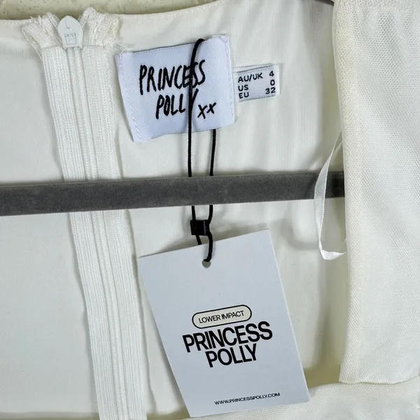 Princess Polly NWT Martinez White Mesh Long Sleeve Mini Dress Square Neck Size 0 - Image 10