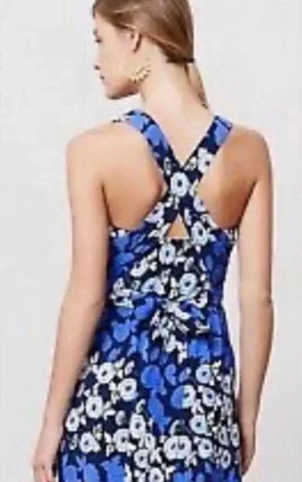 Anthropologie Maeve Criss Cross Anakena Blue Floral Print Maxi Dress Women’s 4 - Image 2
