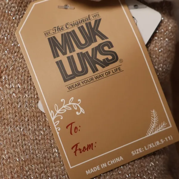 Muk Luks Shea Butter Infused Slipper Socks Womens Size L/XL Rose‎ Gold Metallic - Image 2