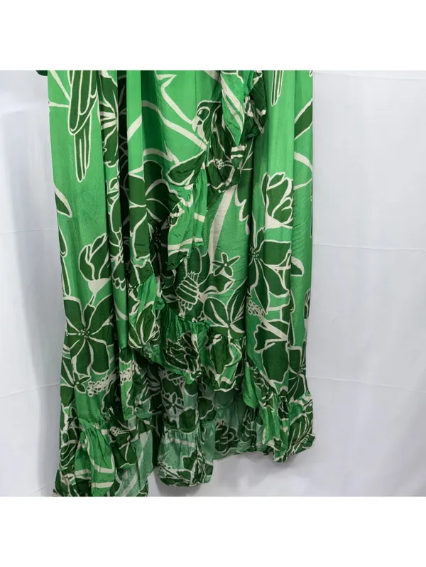 Farm Rio Anthropologie Green One Shoulder Maxi Dress L - Image 5