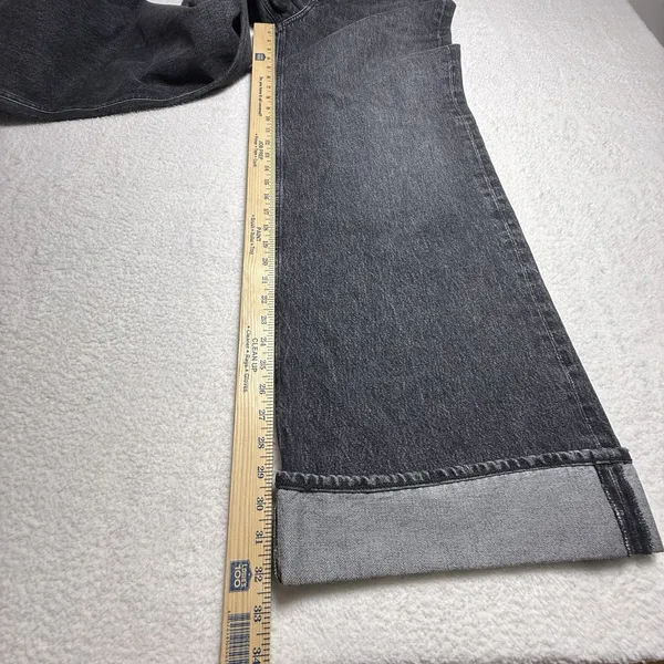 Agolde Womens Dame Jeans Size 29 Wide Leg Button Fly Ditch Black Cuffed - Image 11