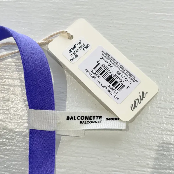 New Aerie SMOOTHEZ Mesh Unlined Underwire Balconette Bra Purple Size 34DDD - Image 7
