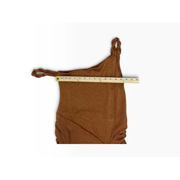 AFRM Women's Brown Ruched Asymmetric Midi Dress Size M NWT - Image 4
