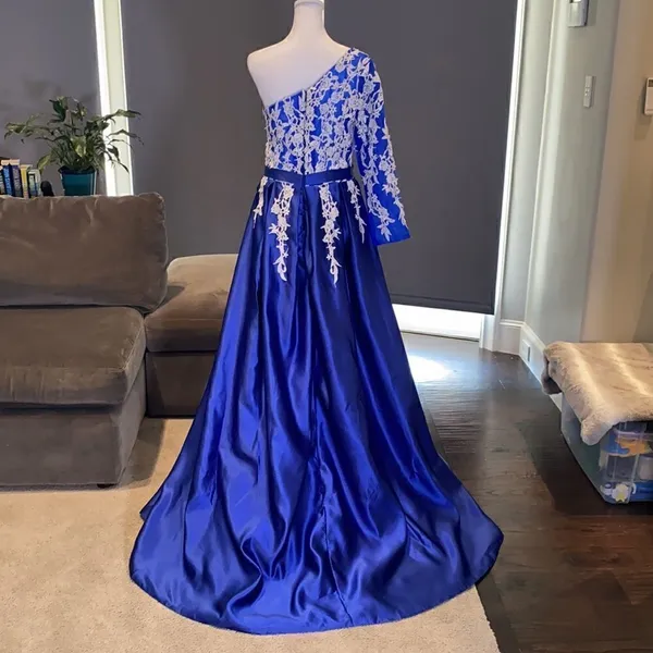 Women’s One Shoulder Full Length Blue Prom Party Dress Size 8 - Image 5