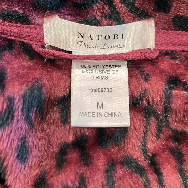 Natori Private Luxuries Leopard Animal Print Ultra Soft Fleece Long Robe M - Image 8