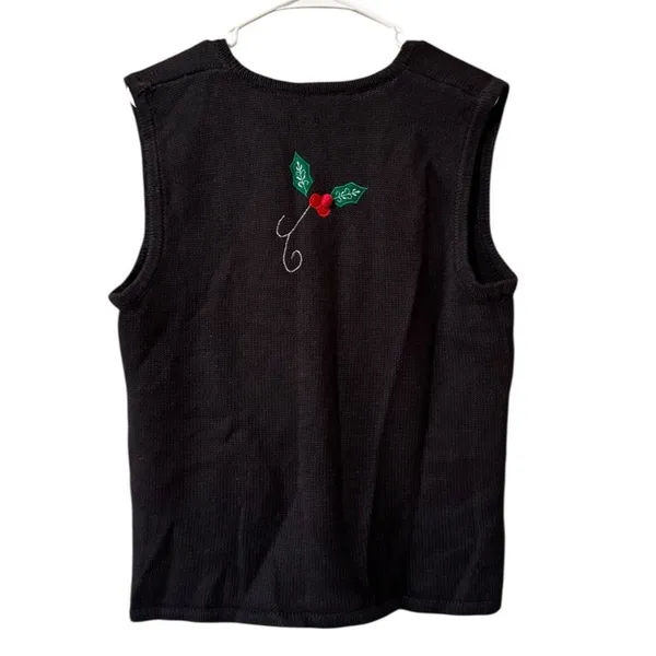 Bobbie Brooks‎ Christmas Sweater Vest Ornaments Embroidered Women Size Medium - Image 2
