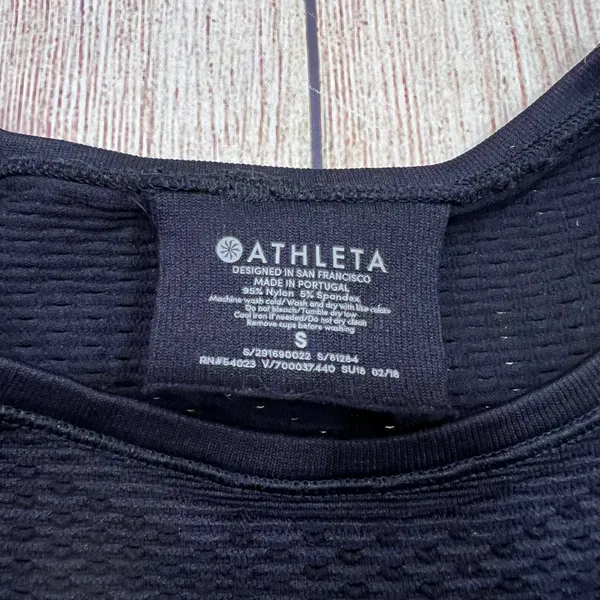 Athleta Black Seamless Pointelle Mesh Crop Top High Neck Tank Small - Image 2
