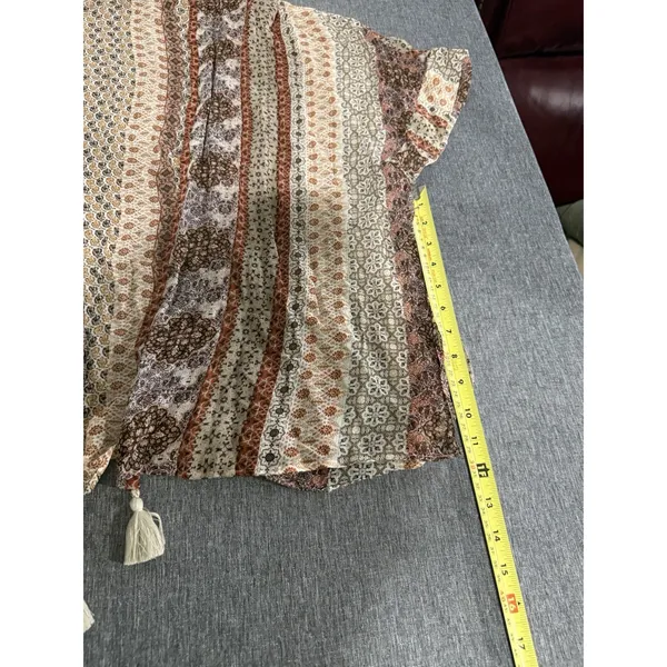 Massimo Dutti Women's Paisley Floral Short Sleeve Kimono Boho Whimsy Coastal M - Image 7