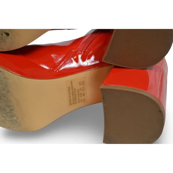 Dream Paris Women Mid Calf Gogo Platform Boots Block Heel Square Toe Red 8.5 - Image 5