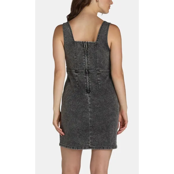 No Boundaries Womens Denim Dress Size M (8-10) Grey Wash Square Neck Pinafore - Image 2