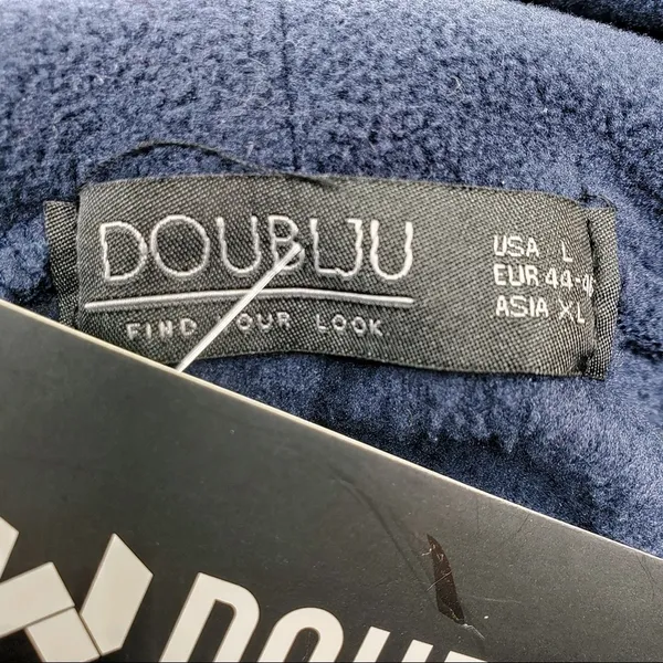 Doublju Fitted Zip-Up Hooded Moto Vest Blue NEW - Image 12