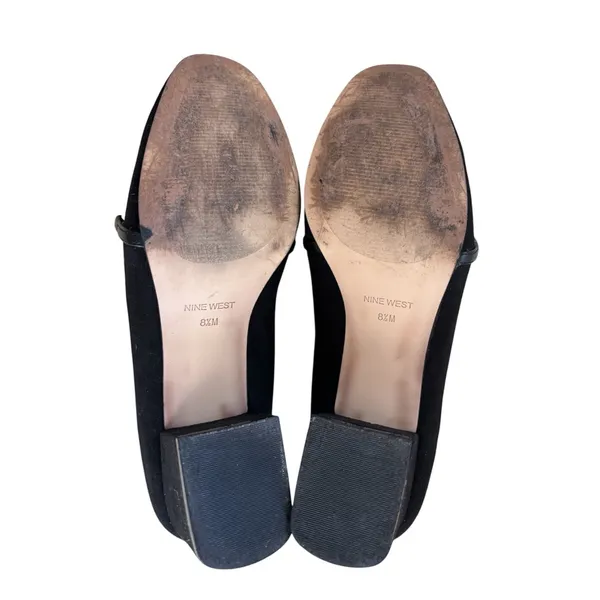 Nine West Black Block Heel Loafers Gold Chain Accent Women’s Dress Shoes Classic - Image 3