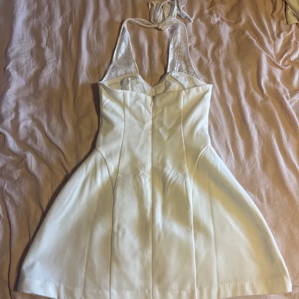 Princess Polly Josanna Crochet Halter Mini Dress White. Size 0. Worn once for graduation - Image 2