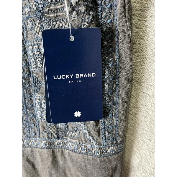 Lucky‎ Brand Womens Large Embroidered Mini Dress Gray Boho Festival Indie New - Image 6