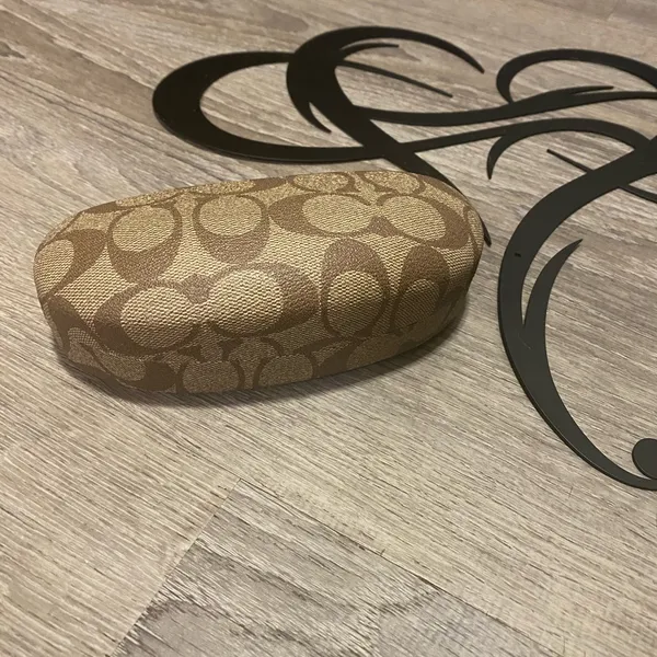 Coach Signature Hard Eyeglass Case Brown Tan Sunglasses Protective Hinged Case - Image 2