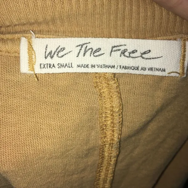 We the Free mustard colored crop oversized top with embroidered flowers - Image 4