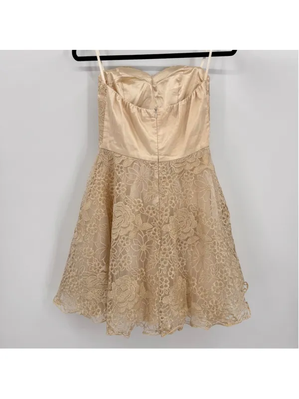 Gold Convertible Formal Dress Chi Chi London Applique Rose Floral Rhinestones 6 - Image 2